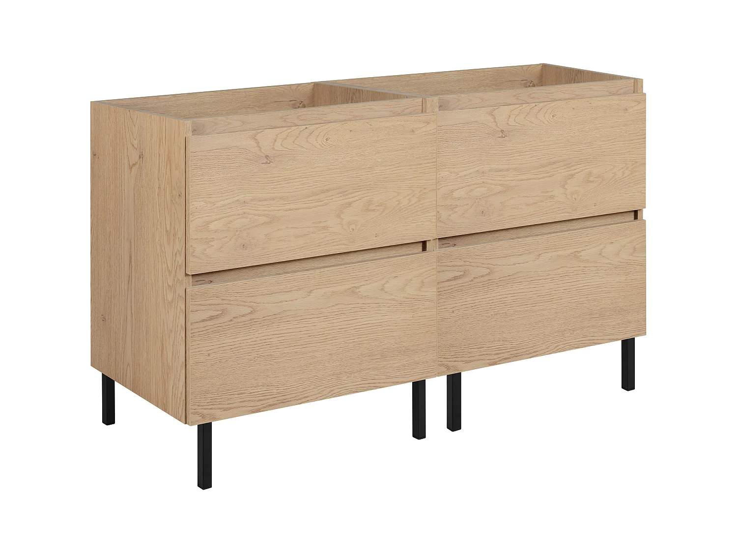 Meuble de salle de bain 120 cm (2 X 60) + pieds, Couleur : Chêne Clair, 120 x 77 x 46 cm, sans plan de travail