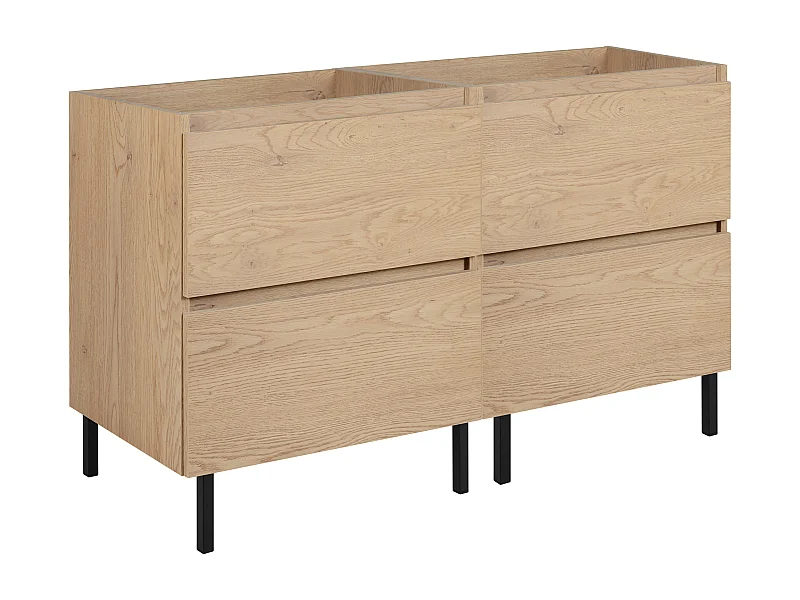 Badezimmermöbel 120 cm (2 x 60) + Füße, Farbe: Eiche hell, 120 x 80,7 x 46 cm