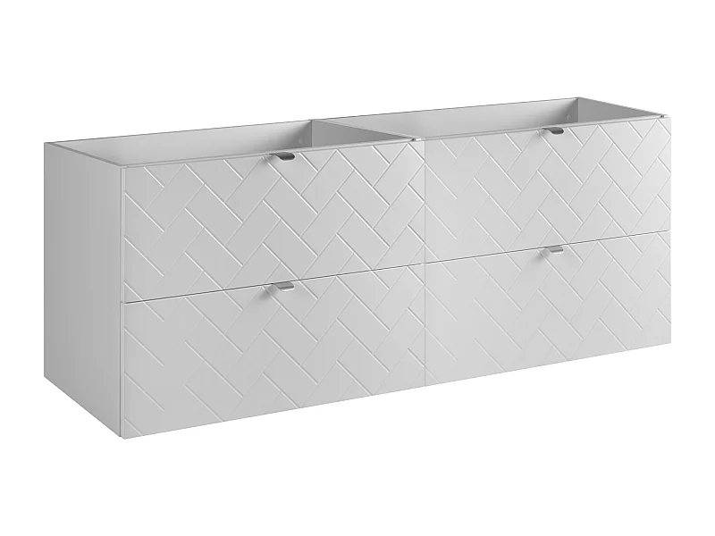 Meuble de salle de bain, Blanc Mat, 160 x 57 x 46 cm, poignées argentées