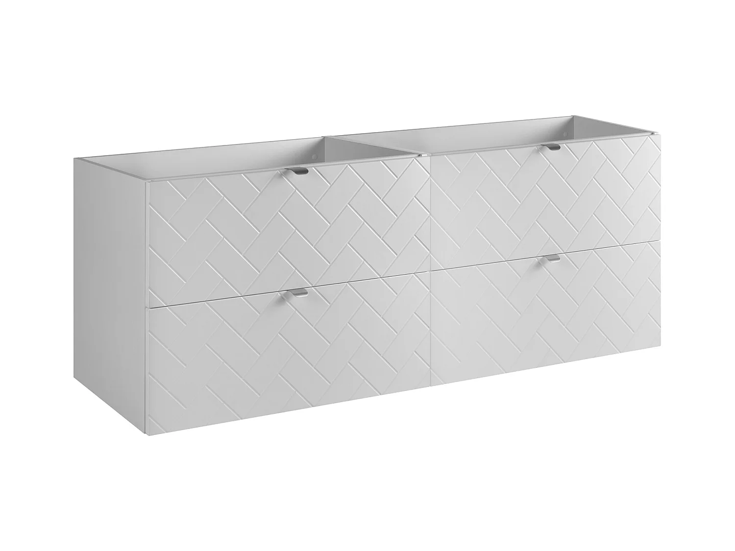 Badezimmermöbel, Mattweiß, 160 x 57 x 46 cm, silberne Griffe