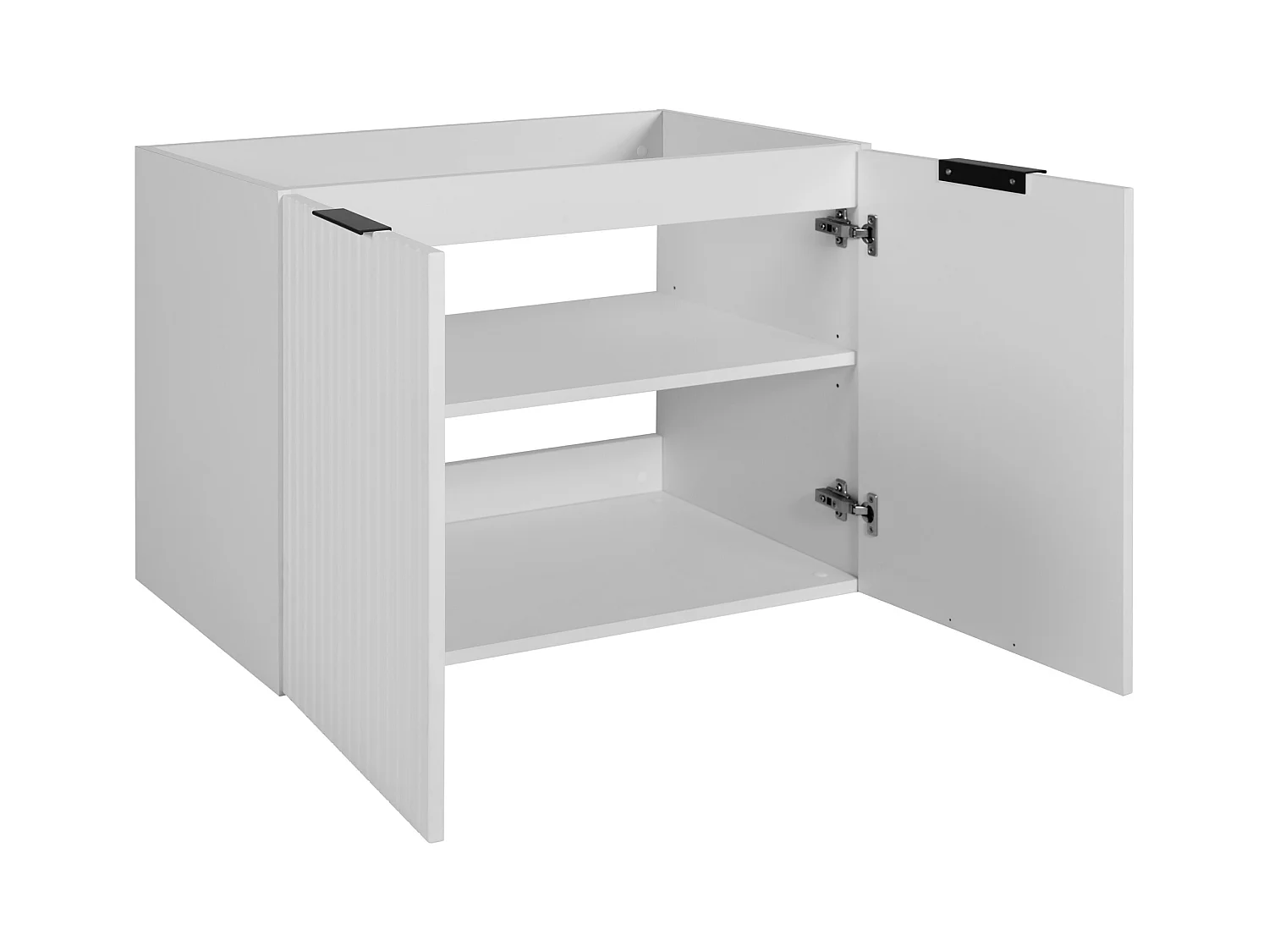 Badezimmermöbel, Weiß + schwarzer Griff, 80 x 57 x 46 cm