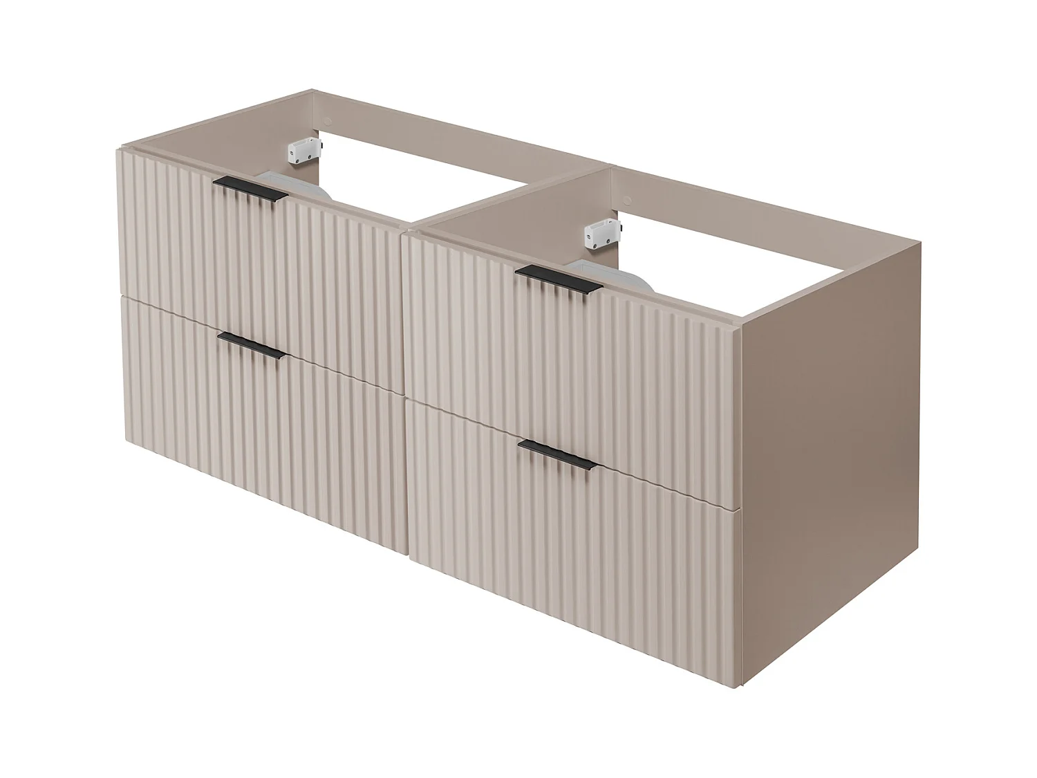 Meuble vasque, Cachemire, 120 (2 x 60) x 57 x 46 cm, poignée noire, sans plateau