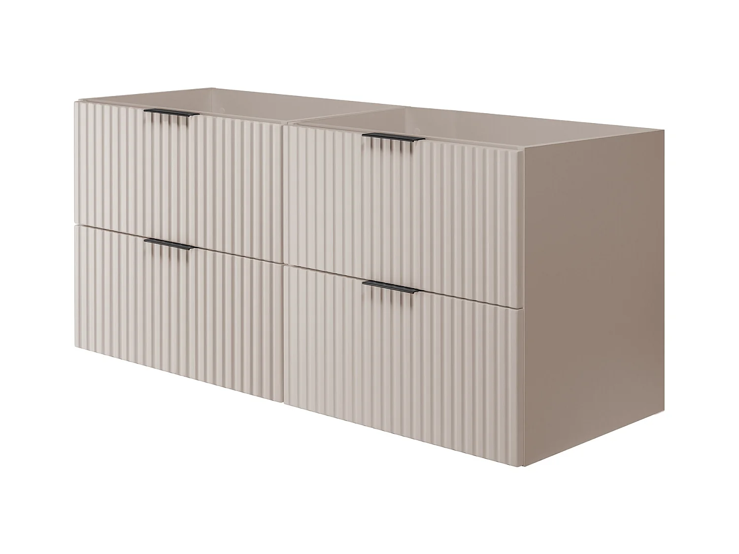 Meuble vasque, Cachemire, 120 (2 x 60) x 57 x 46 cm, poignée noire, sans plateau
