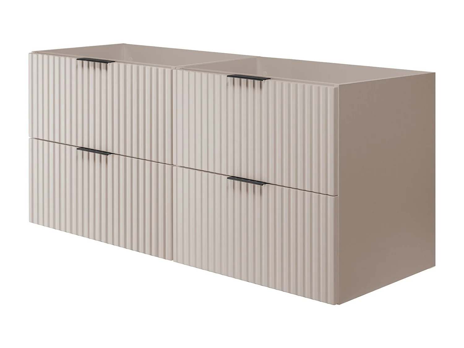 Meuble vasque, Cachemire, 120 (2 x 60) x 57 x 46 cm, poignée noire, sans plateau