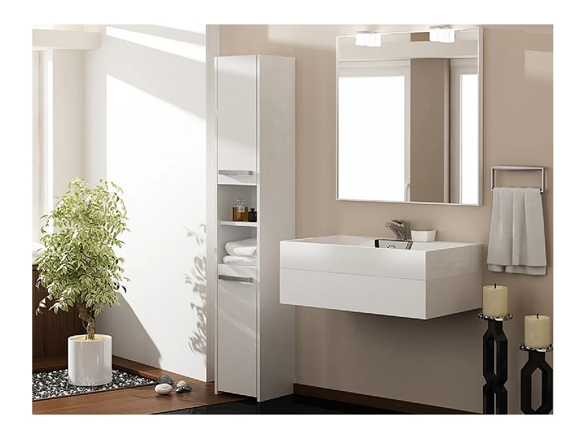 Armoire de salle de bain, Blanc Mat, 170 x 30 x 30 cm