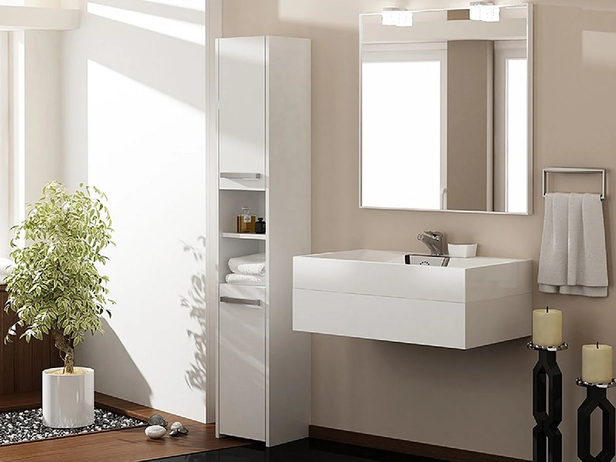 Mueble de baño, blanco mate, 170 x 30 x 30 cm