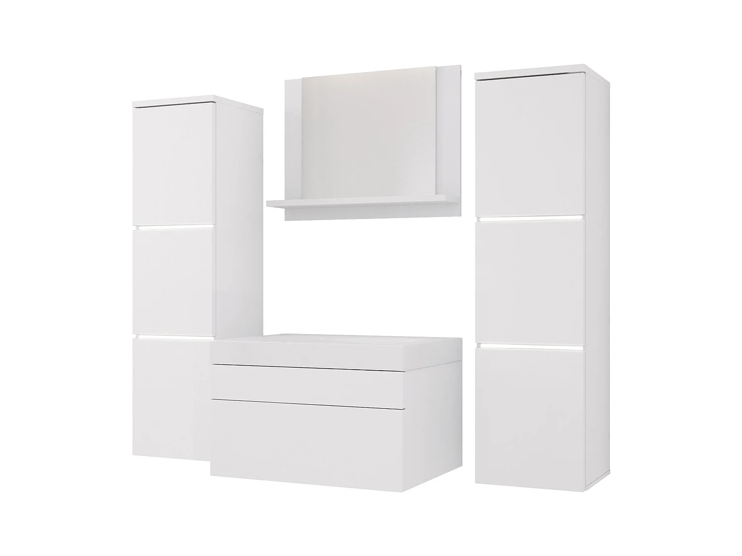 Ensemble meuble salle de bain, Blanc Mat, Blanc Mat, 120 x 110 cm