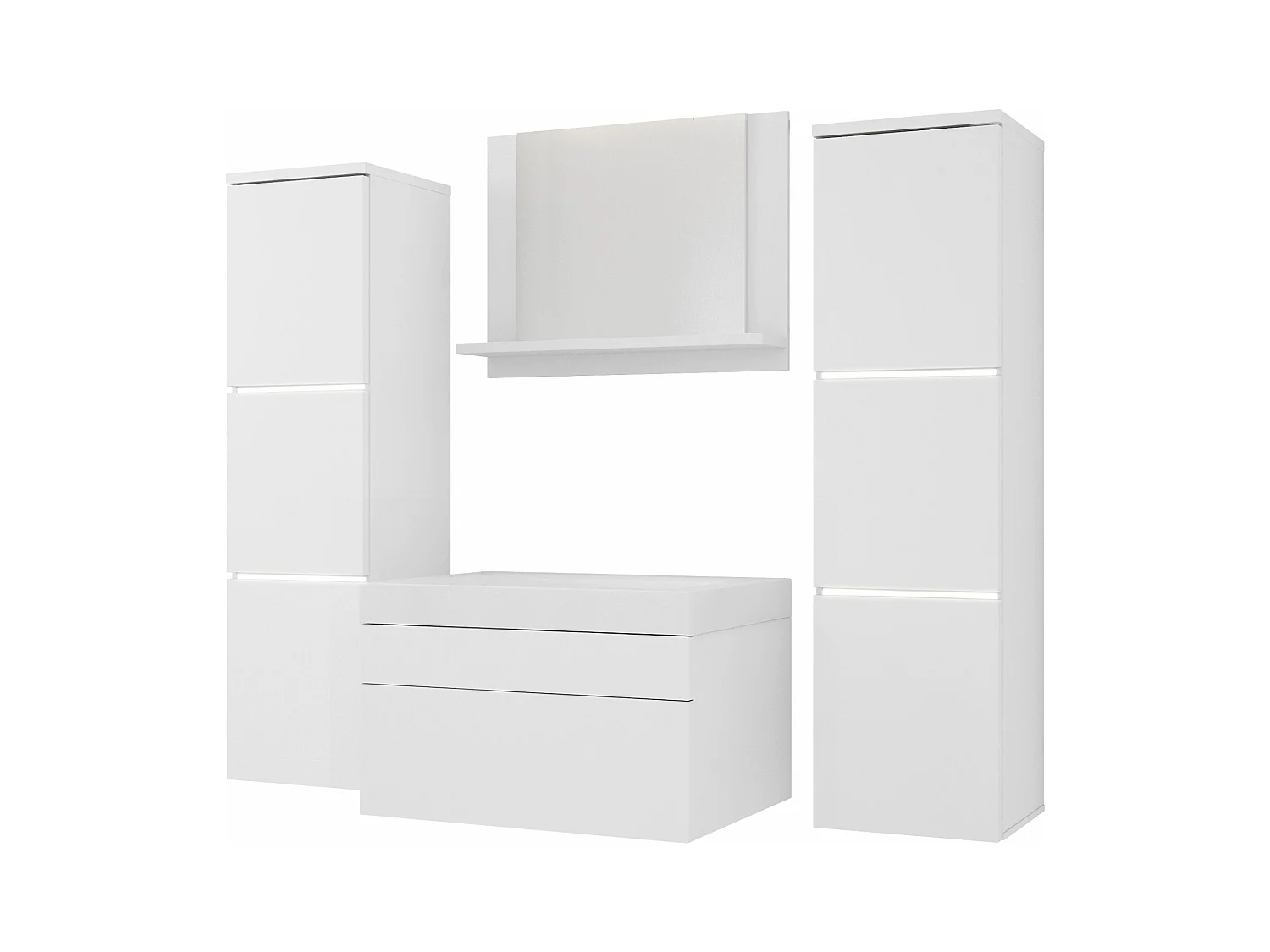 Ensemble meuble salle de bain, Blanc Mat, Blanc Mat, 120 x 110 cm