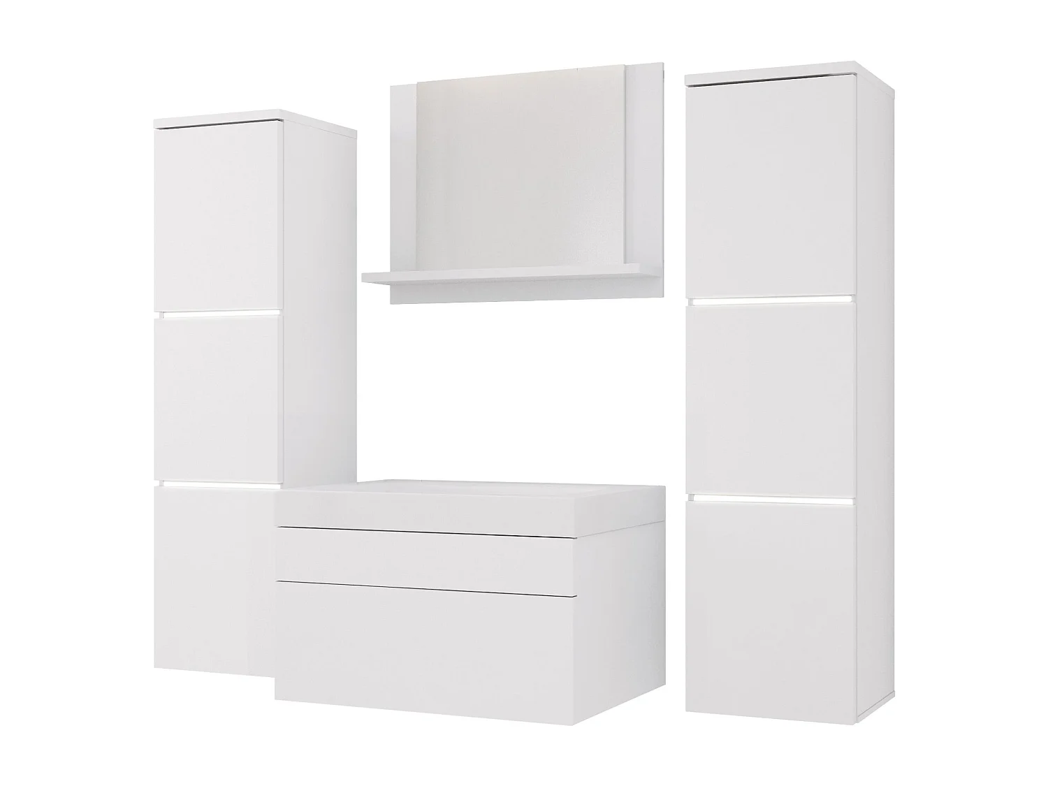 Ensemble meuble salle de bain, Blanc Mat, Blanc Mat, 120 x 110 cm
