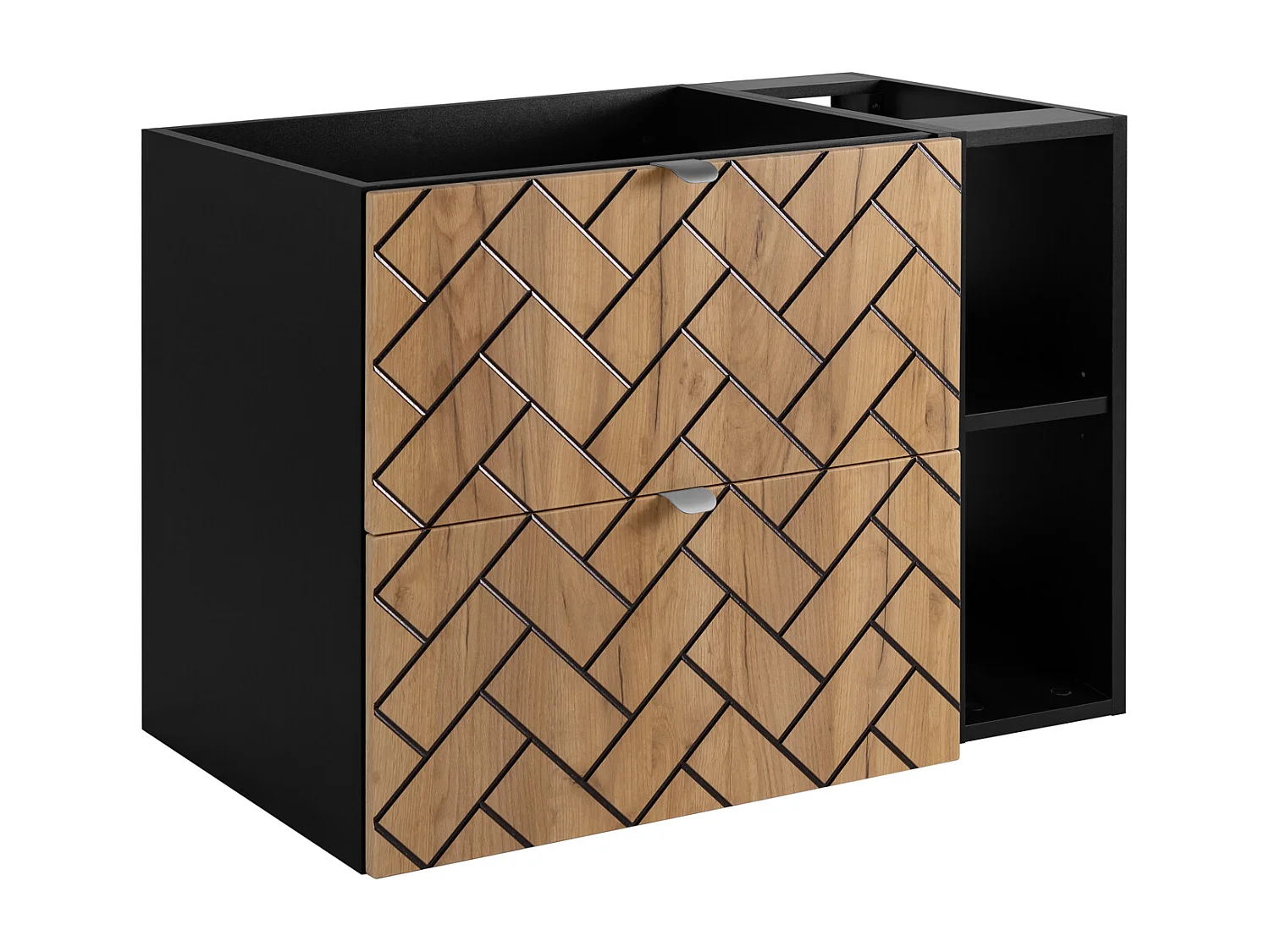 Meuble de salle de bain, Chêne artisanal doré, 80 x 57 x 46 cm, poignées noires