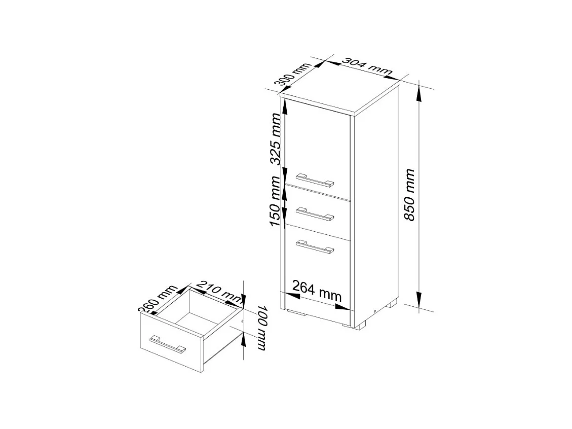 Badezimmersäule, 2 Türen, 1 Schublade, 140 x 30 x 30 cm, Sonoma-Eiche