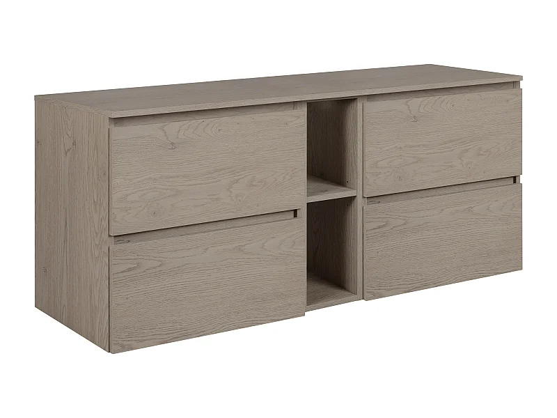 Meuble de salle de bain 140 cm (2 X 60 + 20) avec plan de travail en, Couleur: Chêne Foncé, 140 x 57 x 46 cm