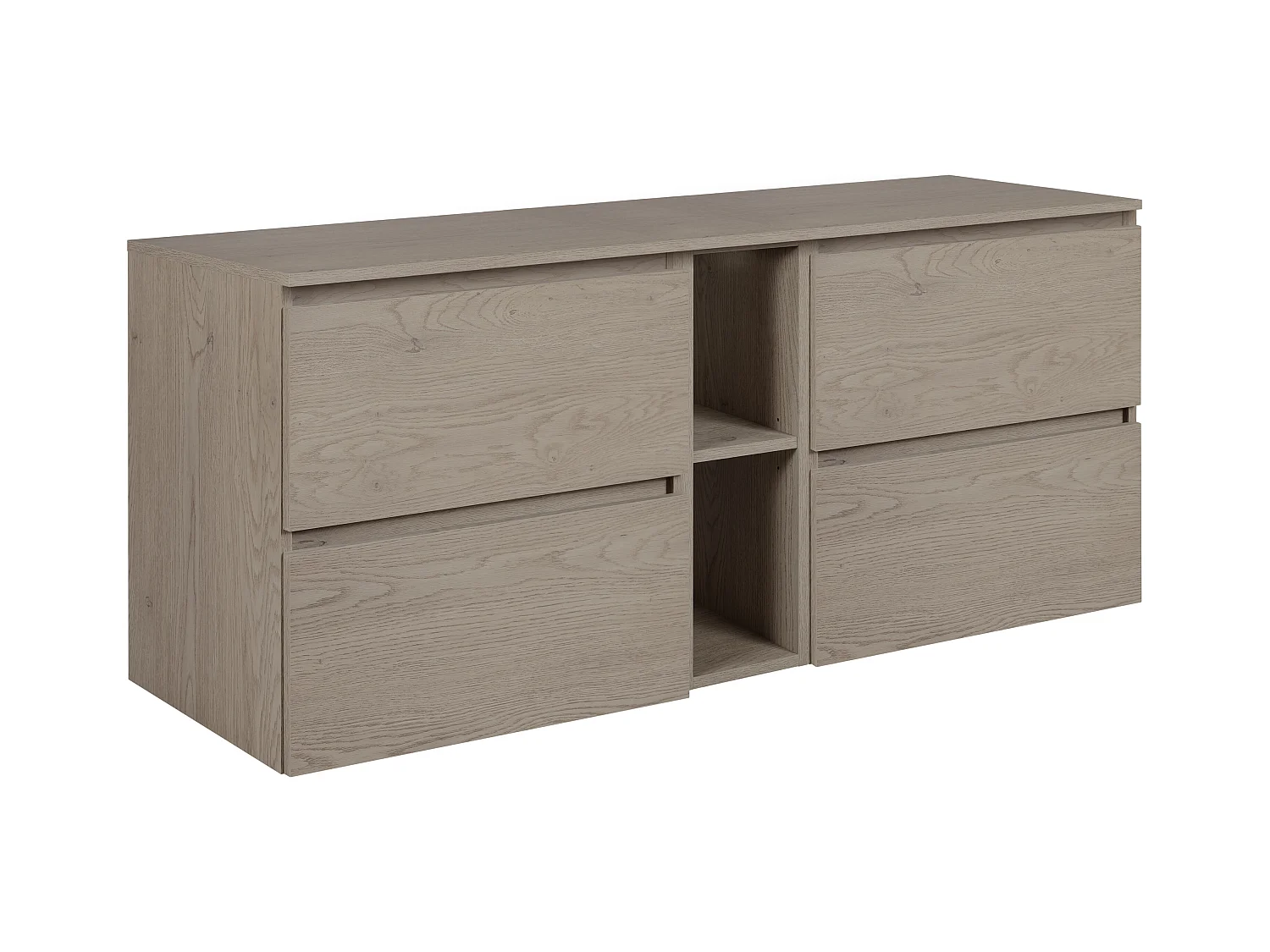 Meuble de salle de bain 140 cm (2 X 60 + 20) avec plan de travail en, Couleur: Chêne Foncé, 140 x 57 x 46 cm