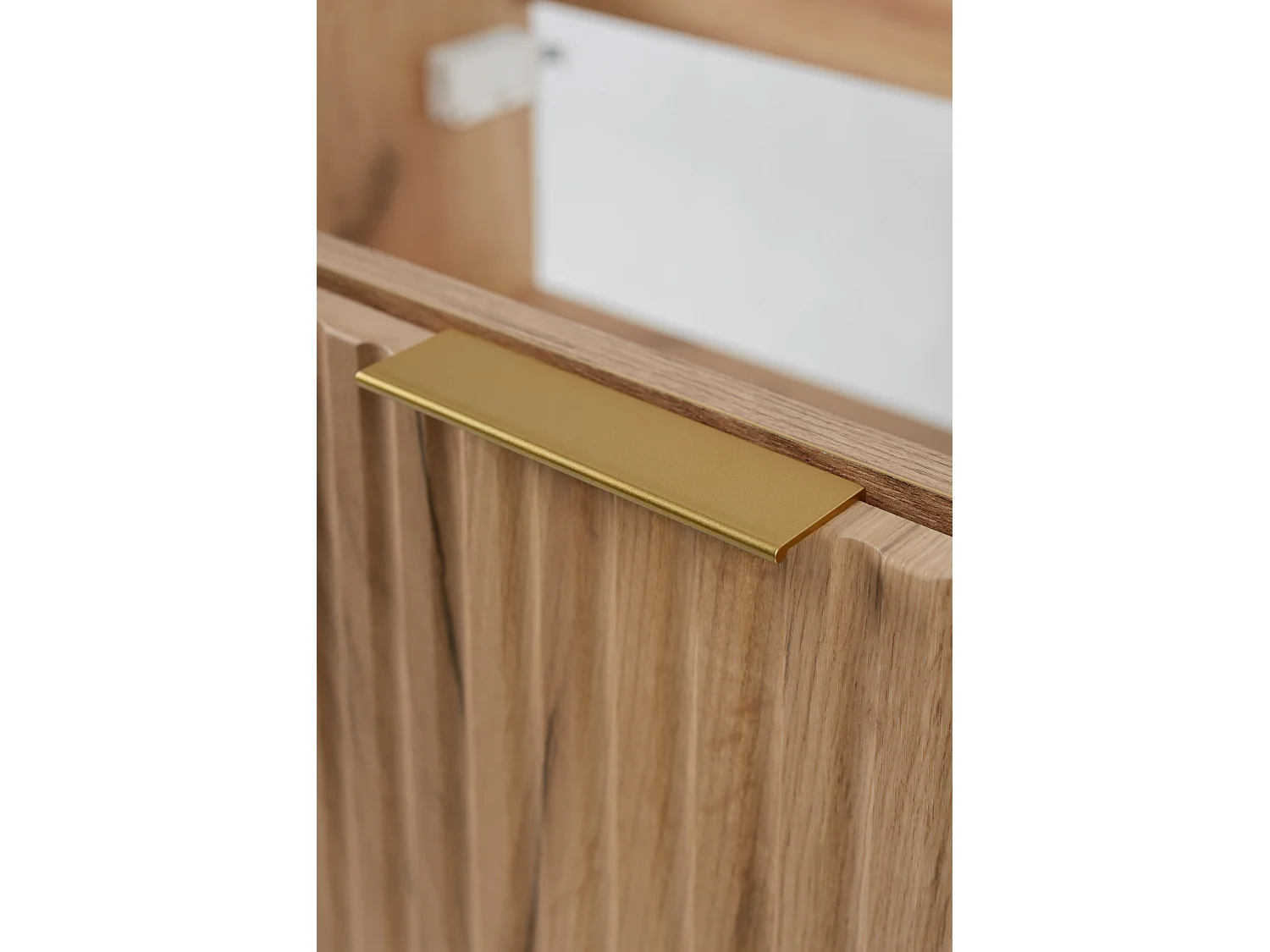 Meuble vasque, Chêne Craft + poignée dorée, 80 x 57 x 46 cm