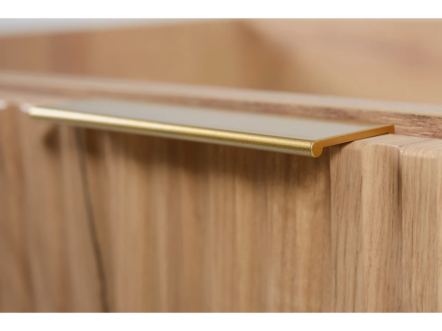 Meuble vasque, Chêne Craft + poignée dorée, 80 x 57 x 46 cm
