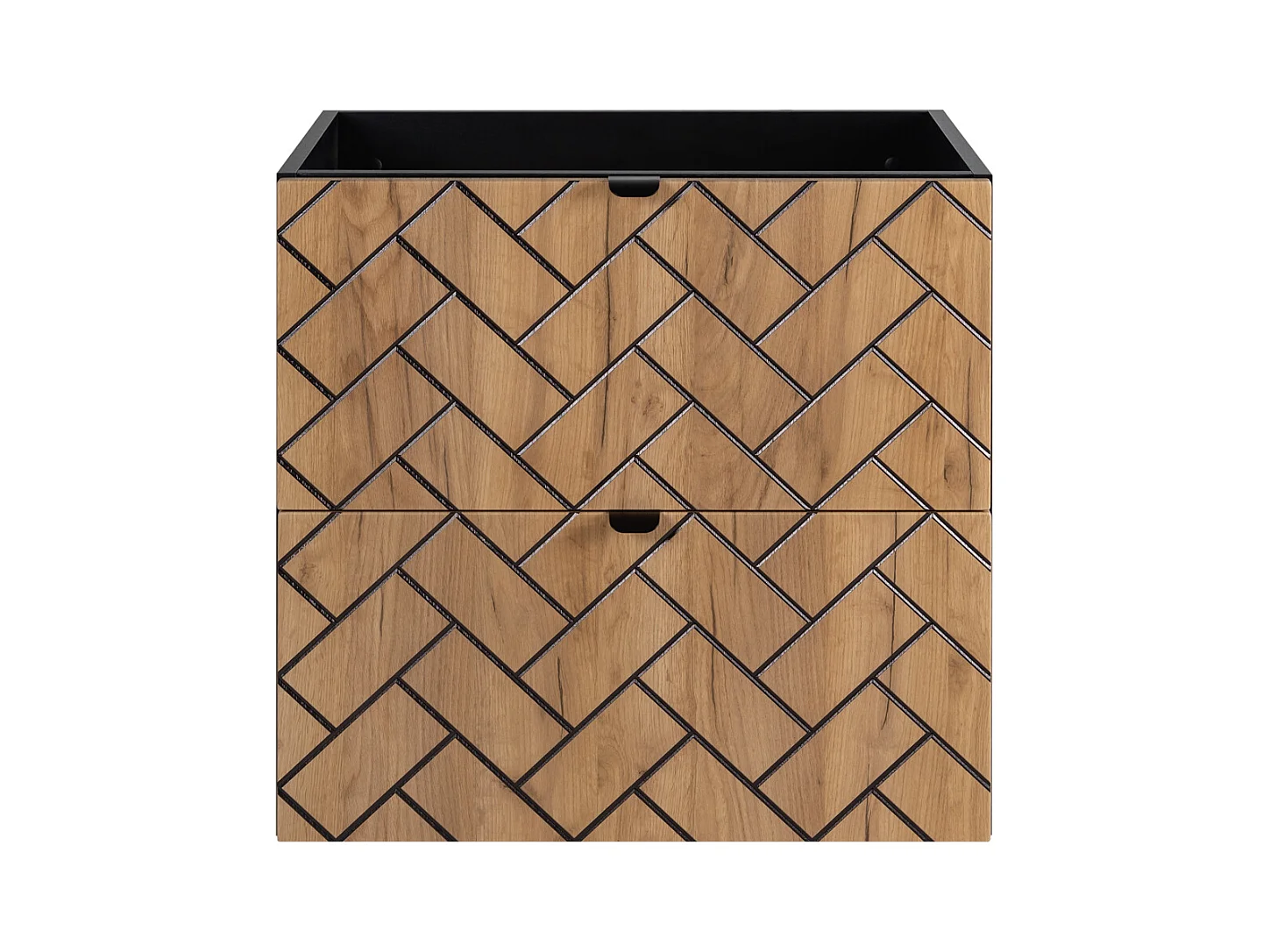 Meuble de salle de bain, Chêne artisanal doré, 60 x 57 x 46 cm, poignées noires