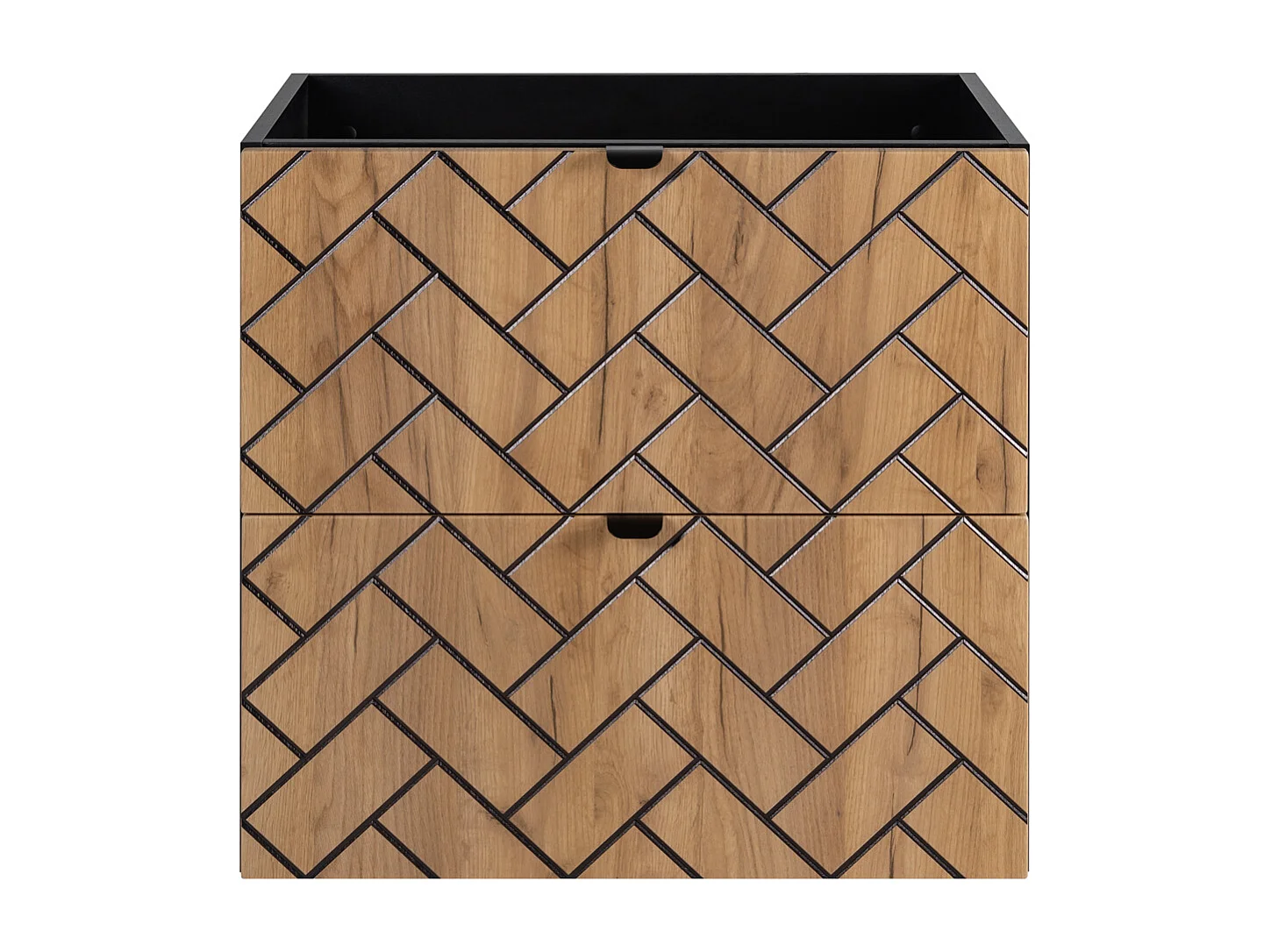 Meuble de salle de bain, Chêne artisanal doré, 60 x 57 x 46 cm, poignées noires