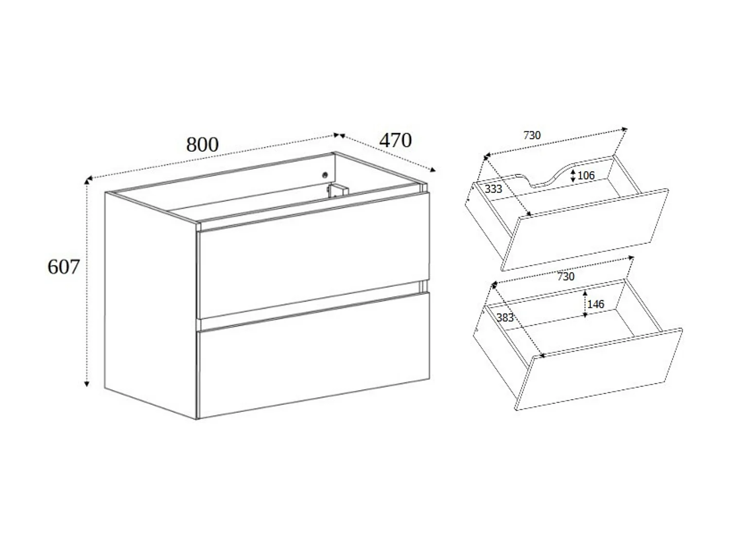 80 cm Badezimmerschrank mit oberer Arbeitsplatte + Möbelfüßen, Farbe: Dunkle Eiche, 80 x 80,7 x 46 cm