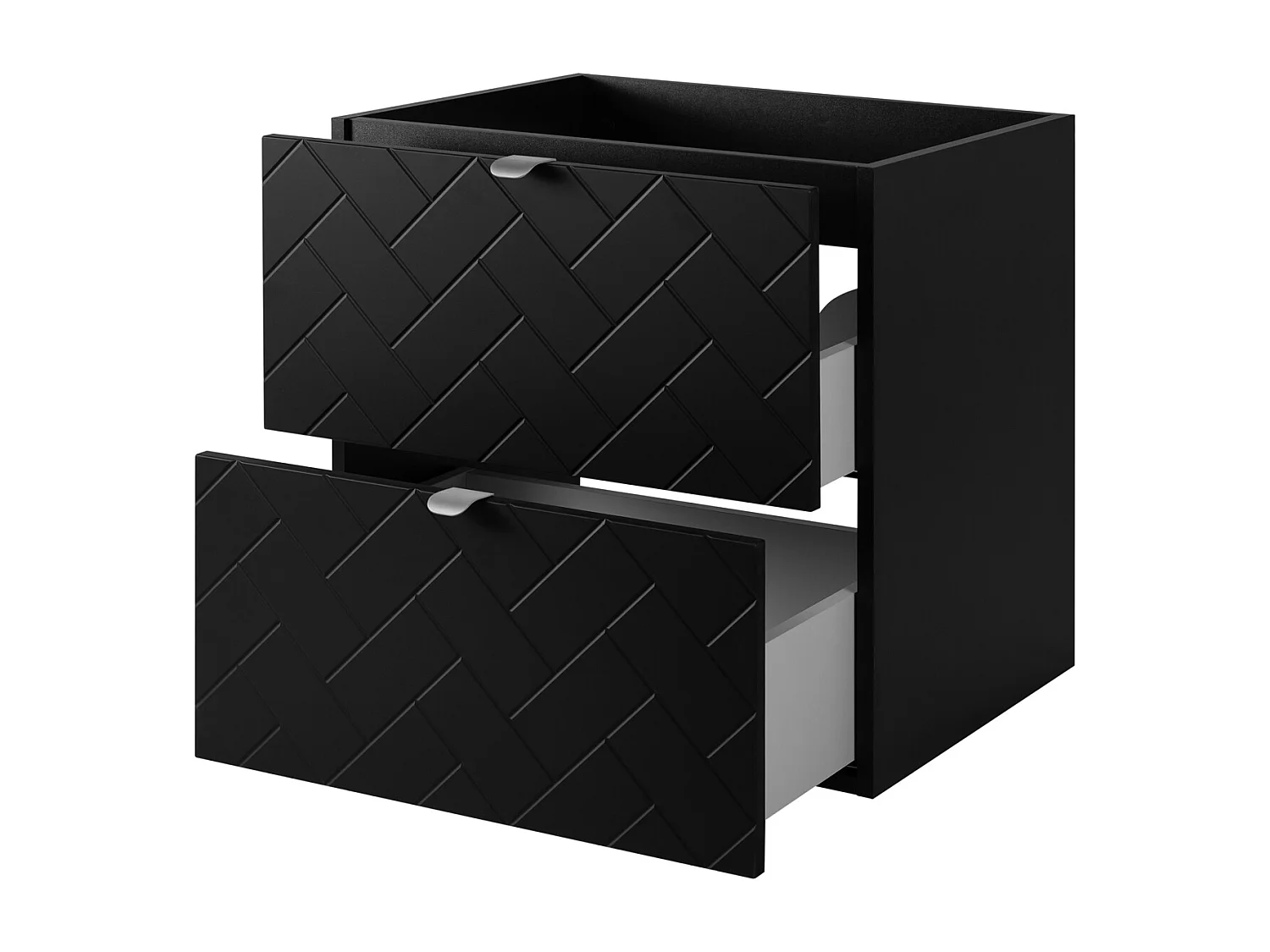 Meuble de salle de bain, Noir Mat, 60 x 57 x 46 cm, poignées argentées