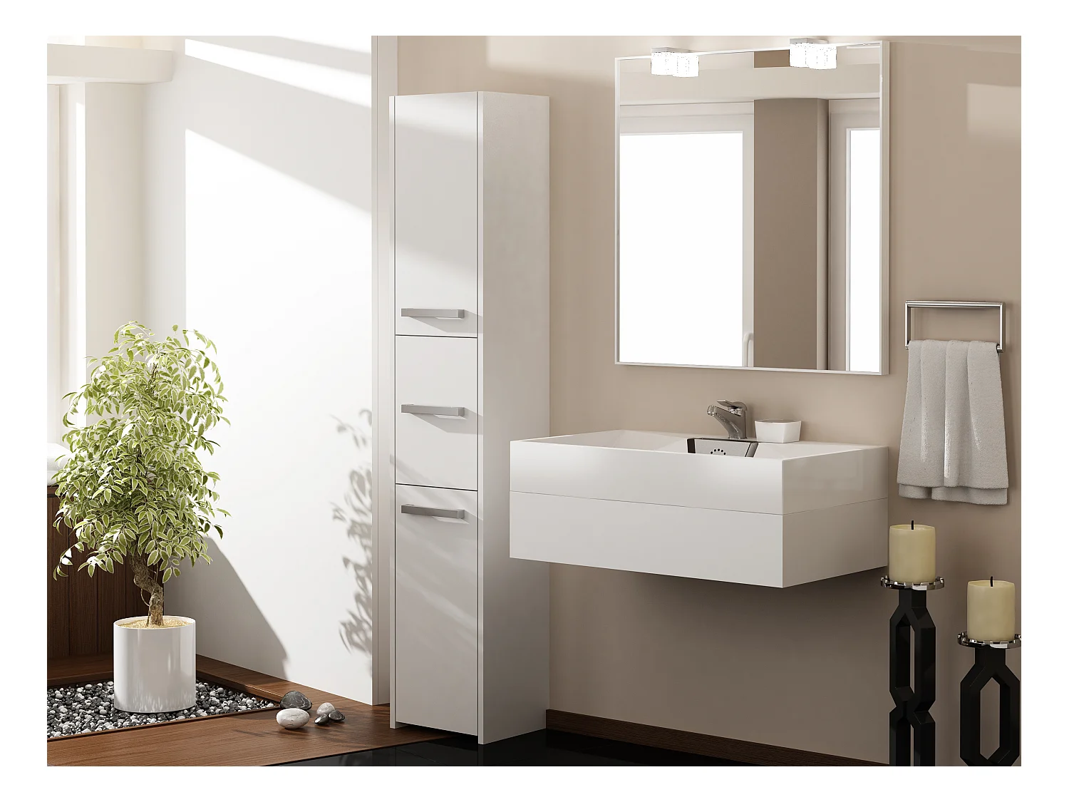 Armoire de salle de bain, Blanc Mat, 170 x 30 x 30 cm