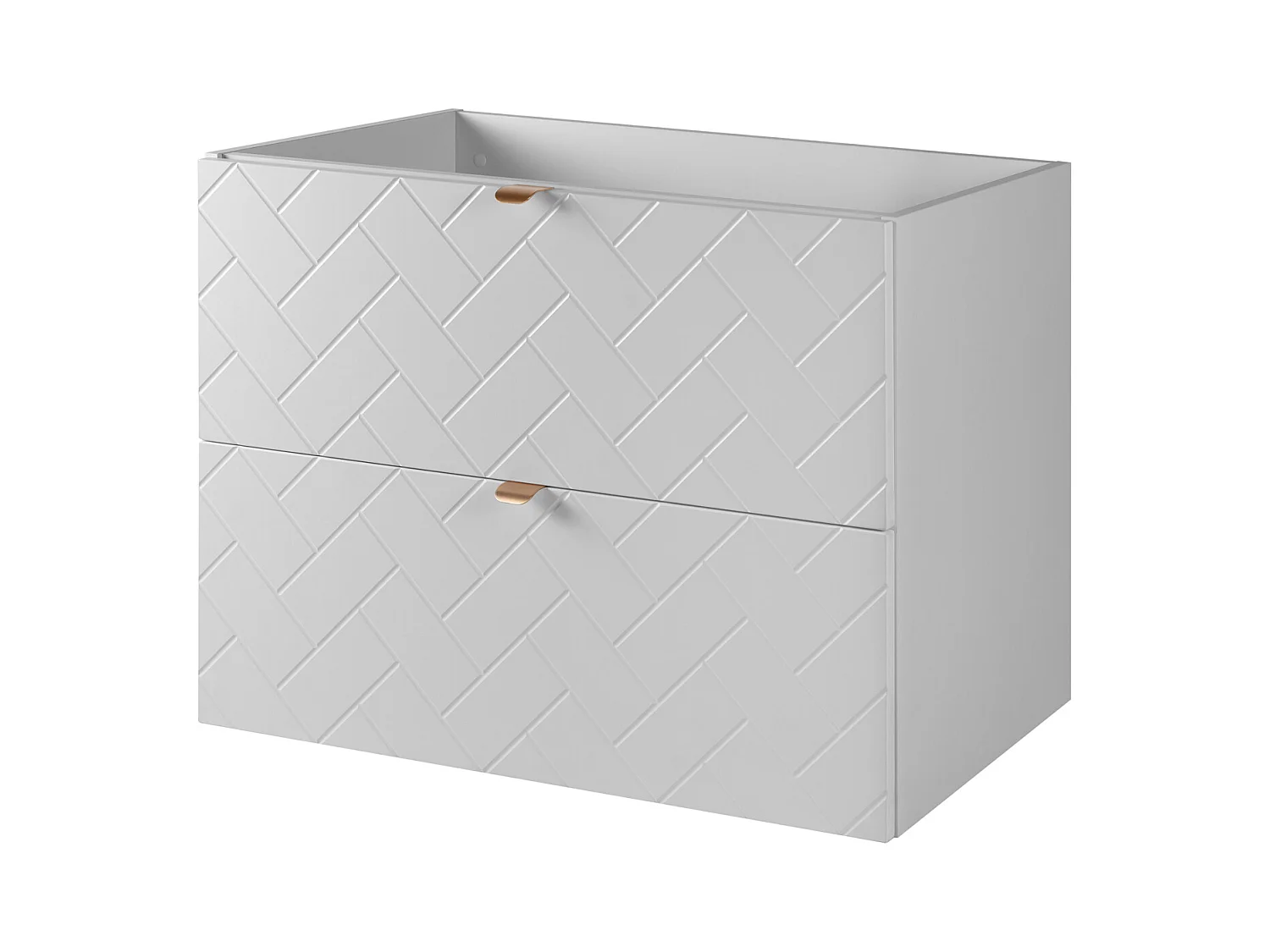 Meuble de salle de bain, Blanc Mat, 80 x 57 x 46 cm, poignées dorées