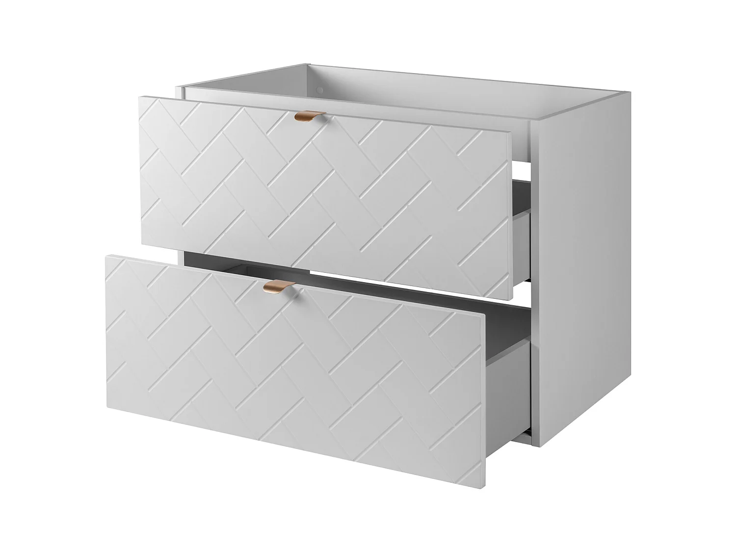 Meuble de salle de bain, Blanc Mat, 80 x 57 x 46 cm, poignées dorées