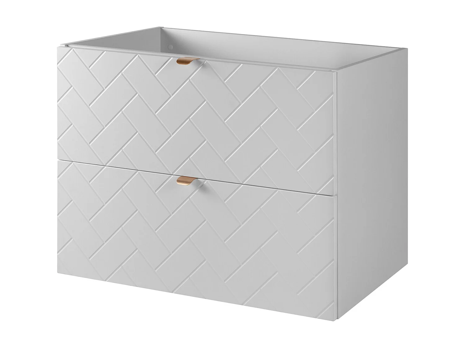 Meuble de salle de bain, Blanc Mat, 80 x 57 x 46 cm, poignées dorées