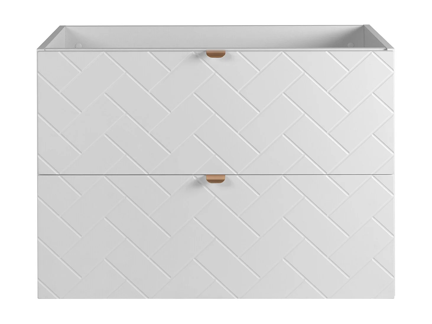 Meuble de salle de bain, Blanc Mat, 80 x 57 x 46 cm, poignées dorées