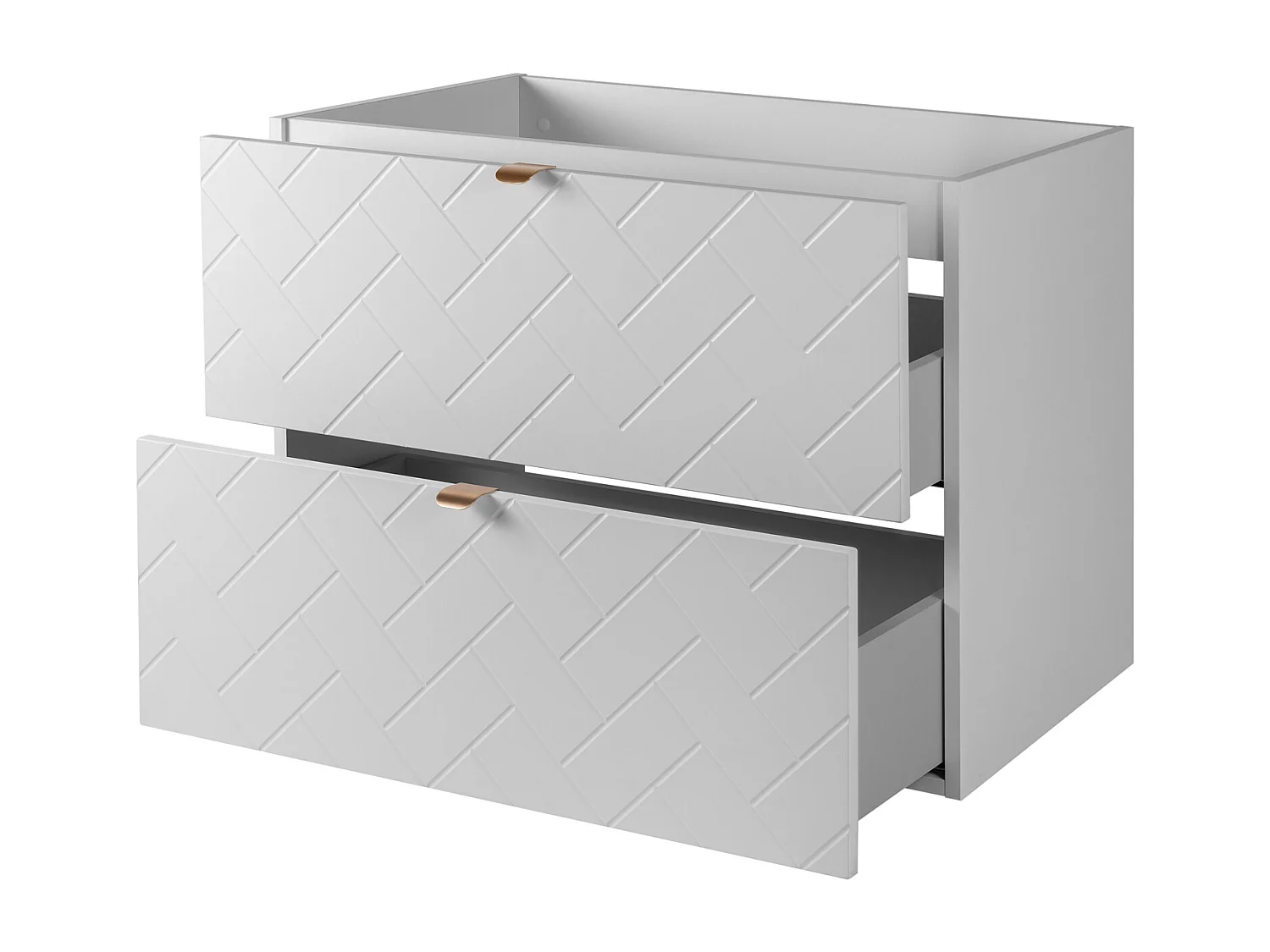 Meuble de salle de bain, Blanc Mat, 80 x 57 x 46 cm, poignées dorées