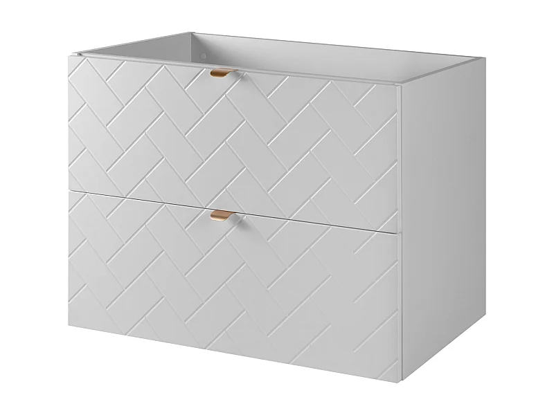 Meuble de salle de bain, Blanc Mat, 80 x 57 x 46 cm, poignées dorées