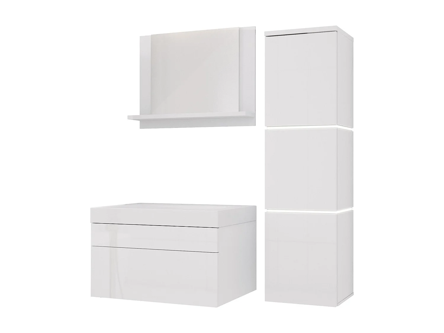 Zestaw mebli łazienkowych, Matowa biel, Połysk biały, 90 x 110 cm