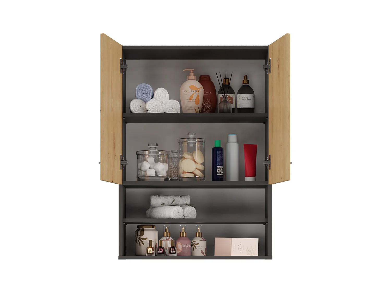 Armoire pour machine à laver, 30 x 64 x 90 cm, Anthracite / Chêne Artisan