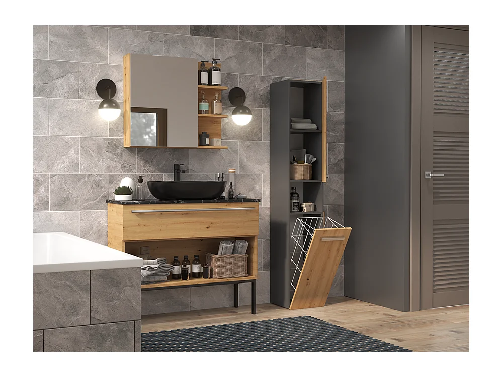 Badkamermeubel, Antraciet/Artisan Eiken, 30 x 174 x 30 cm