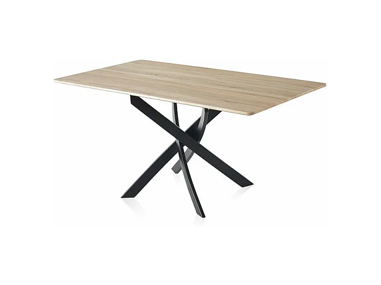 Mesa de comedor Zen  patas cruzadas roble/negro 75x140x80 cm Adec
