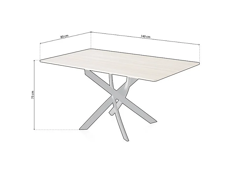 Mesa de comedor Zen  patas cruzadas roble/negro 75x140x80 cm Adec