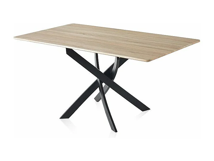 Mesa de comedor Zen  patas cruzadas roble/negro 75x140x80 cm Adec