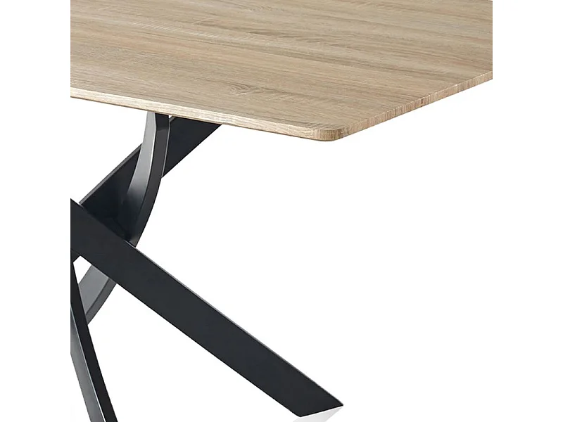 Mesa de comedor Zen  patas cruzadas roble/negro 75x140x80 cm Adec