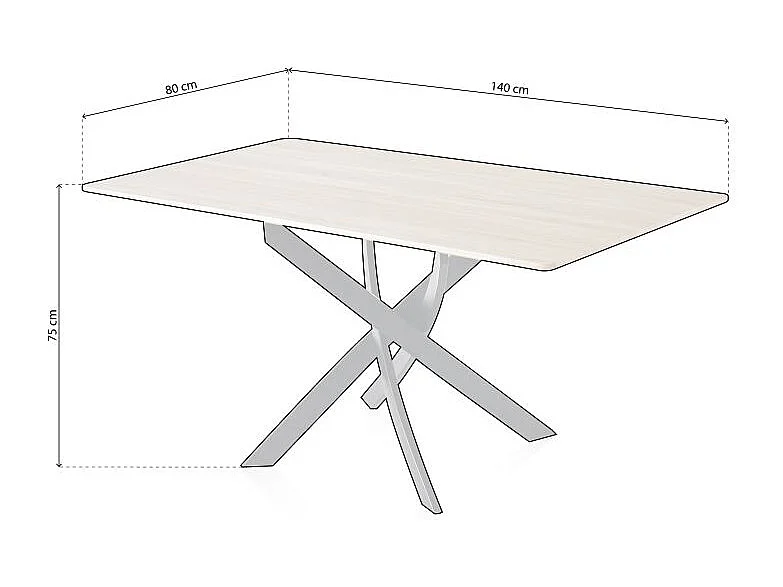 Mesa de comedor Zen  patas cruzadas roble/negro 75x140x80 cm Adec