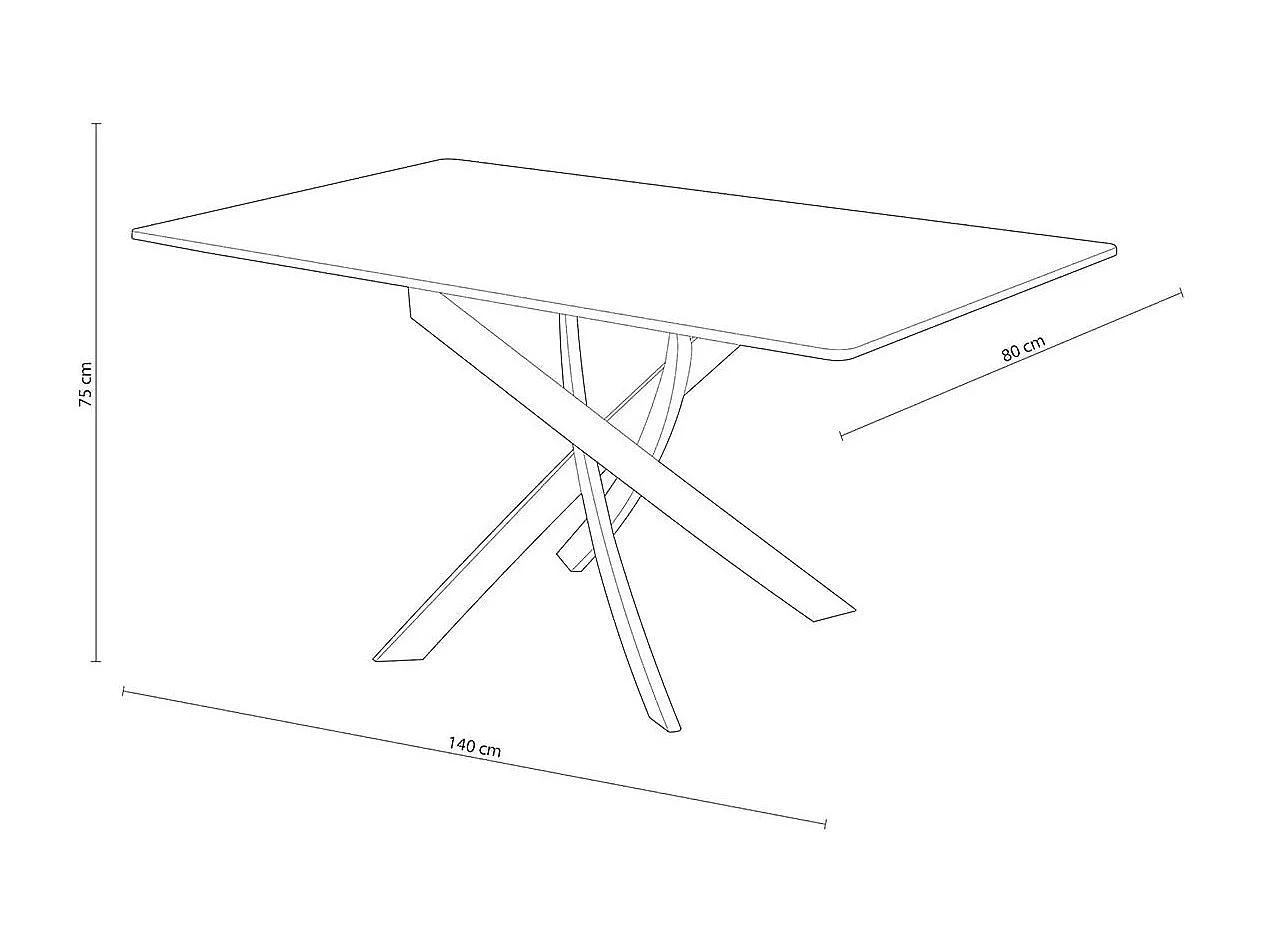 Mesa de comedor Zen  patas cruzadas roble/negro 75x140x80 cm Adec