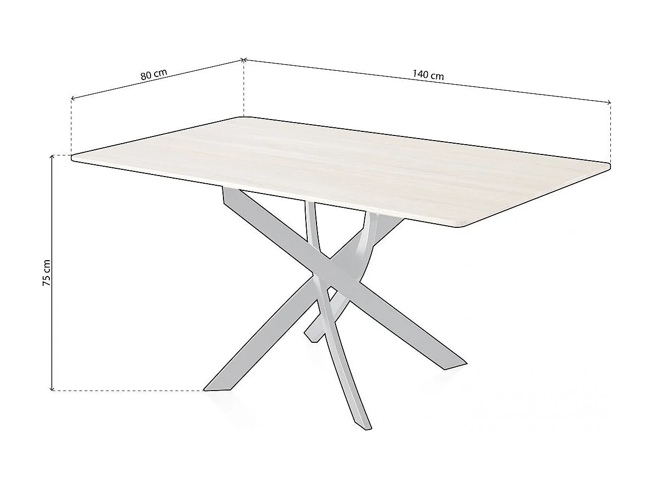 Mesa de comedor Zen  patas cruzadas roble/negro 75x140x80 cm Adec