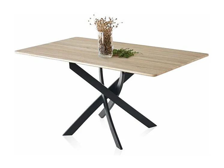 Mesa de comedor Zen  patas cruzadas roble/negro 75x140x80 cm Adec
