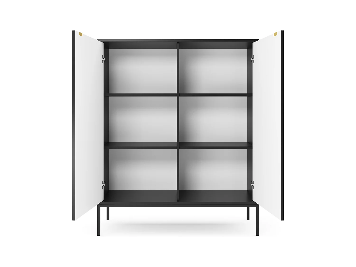 Komoda: 2 drzwi, czarna, czarna, 104 x 125 x 39 cm, złote uchwyty