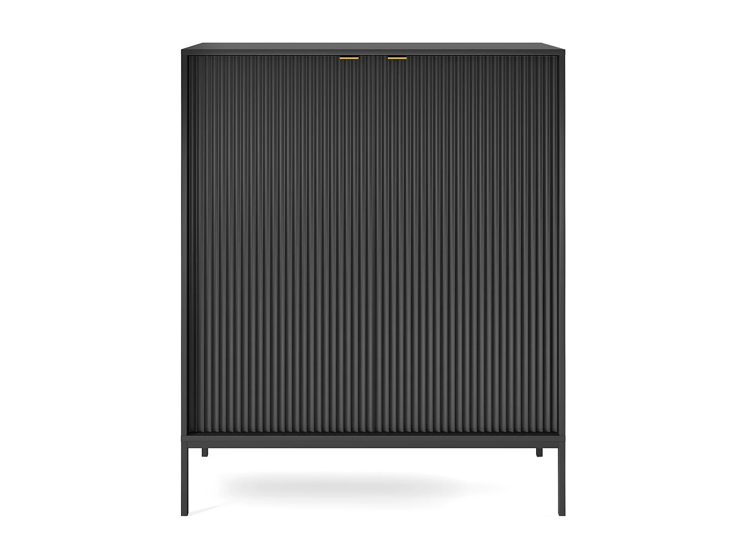 Kommode: 2 Türen, Schwarz, Schwarz, 104 x 125 x 39 cm, goldene Griffe