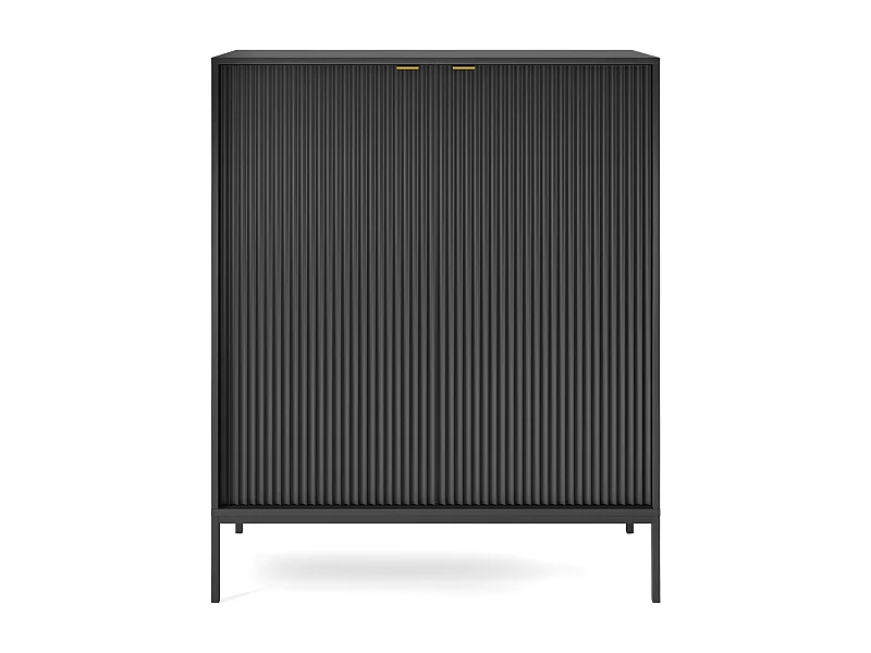 Kommode: 2 Türen, Schwarz, Schwarz, 104 x 125 x 39 cm, goldene Griffe