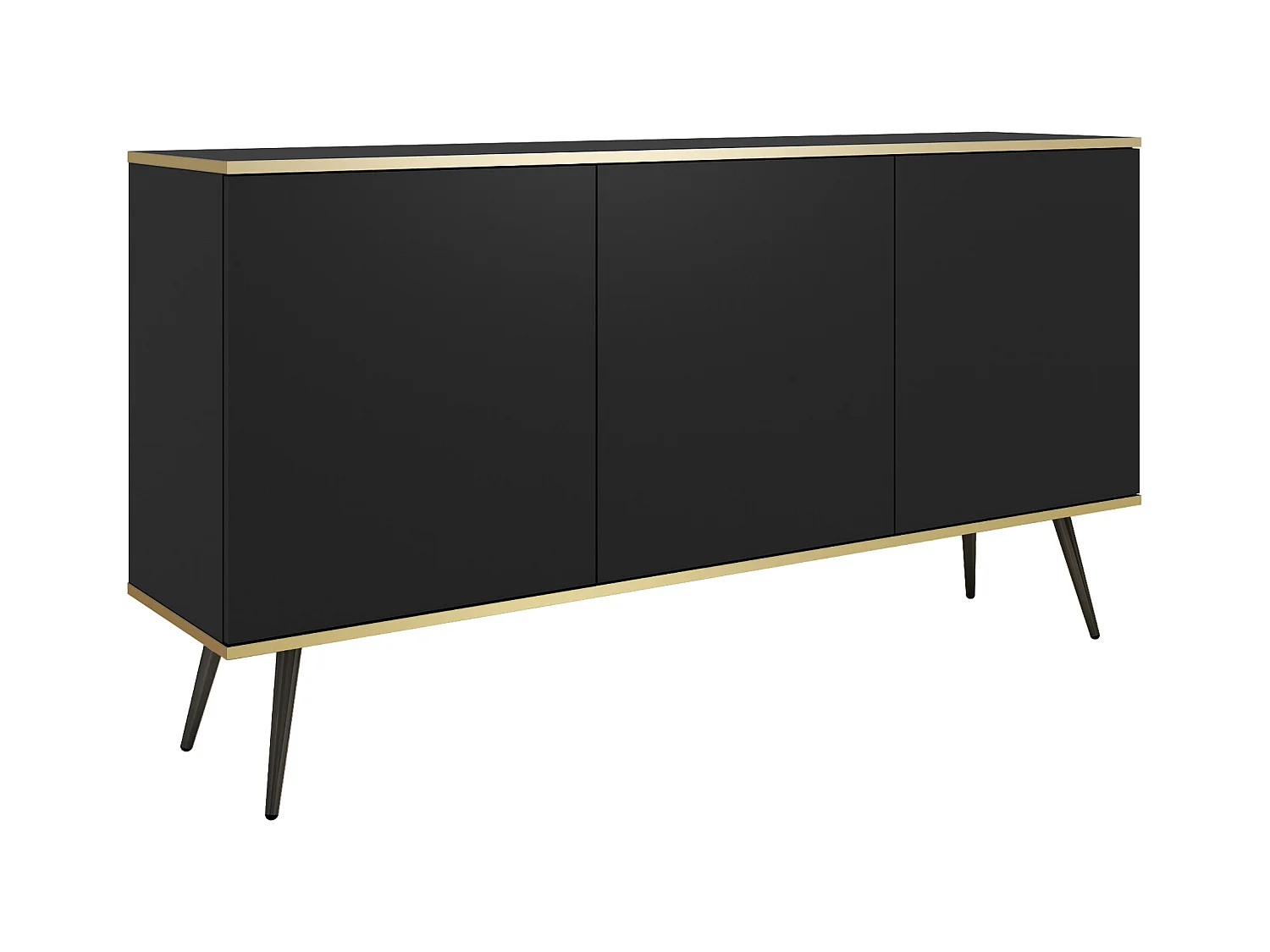 Commode : Noir, pieds noirs, 160 x 85 x 39 cm