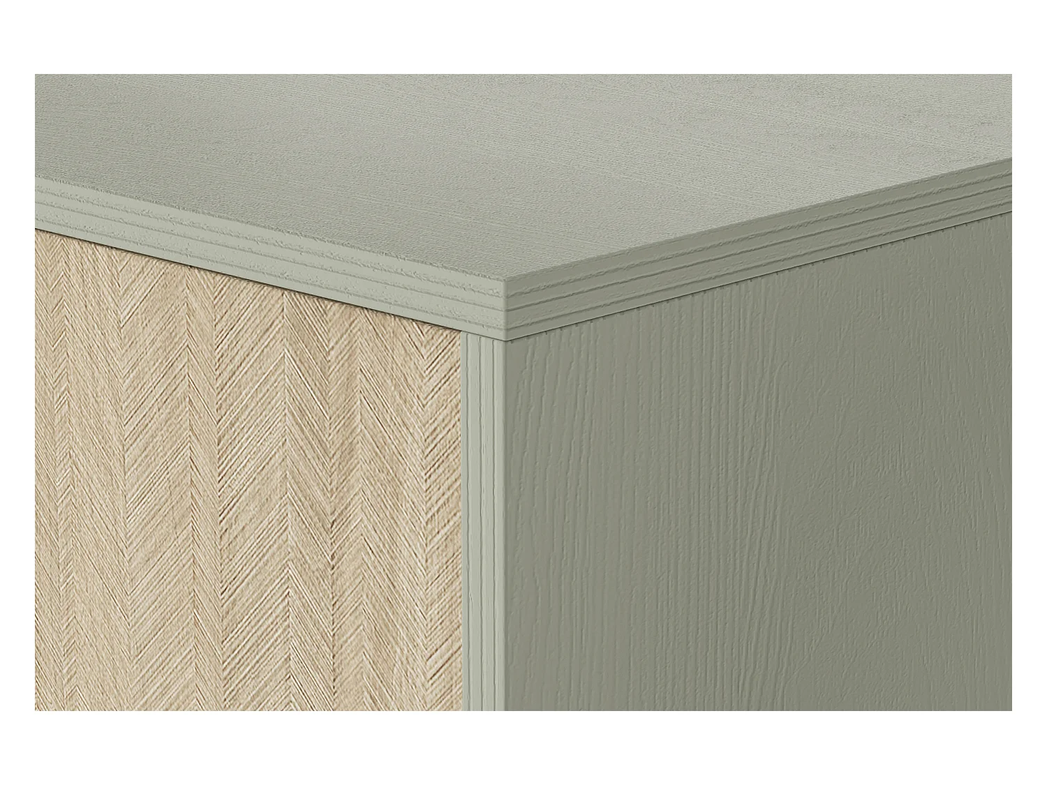 Kommode: 3 Schubladen, Eukalyptus/Scandi-Chevrons, Holzbeine, 106 x 80 x 38 cm