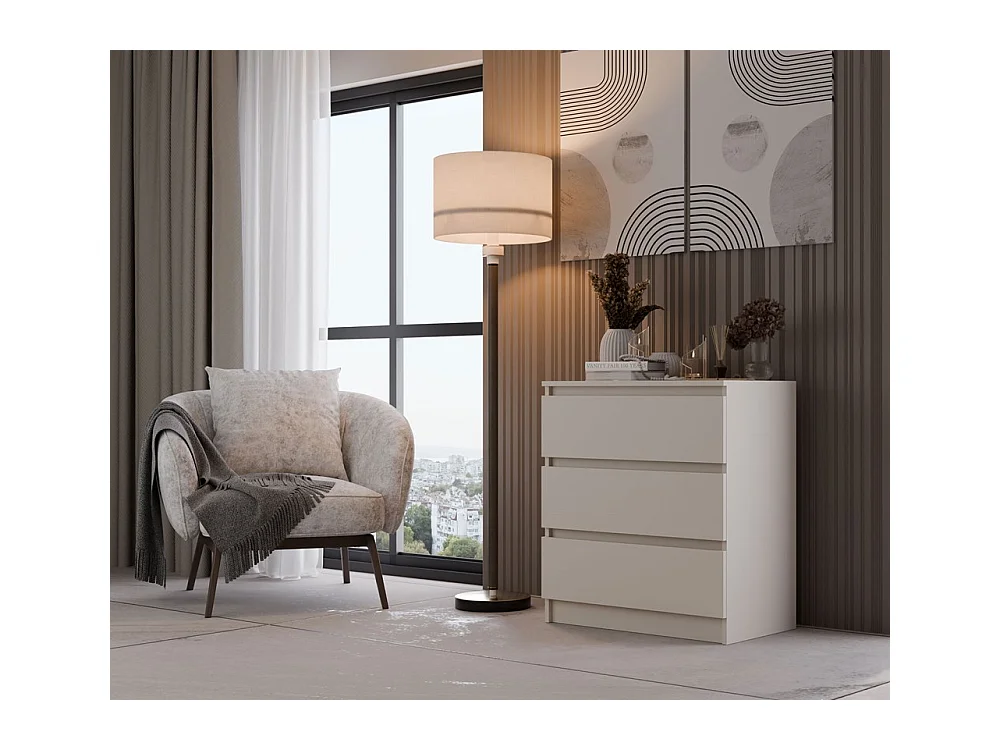 Kommode: 3 Schubladen, Kaschmir, 40 x 75 x 70 cm