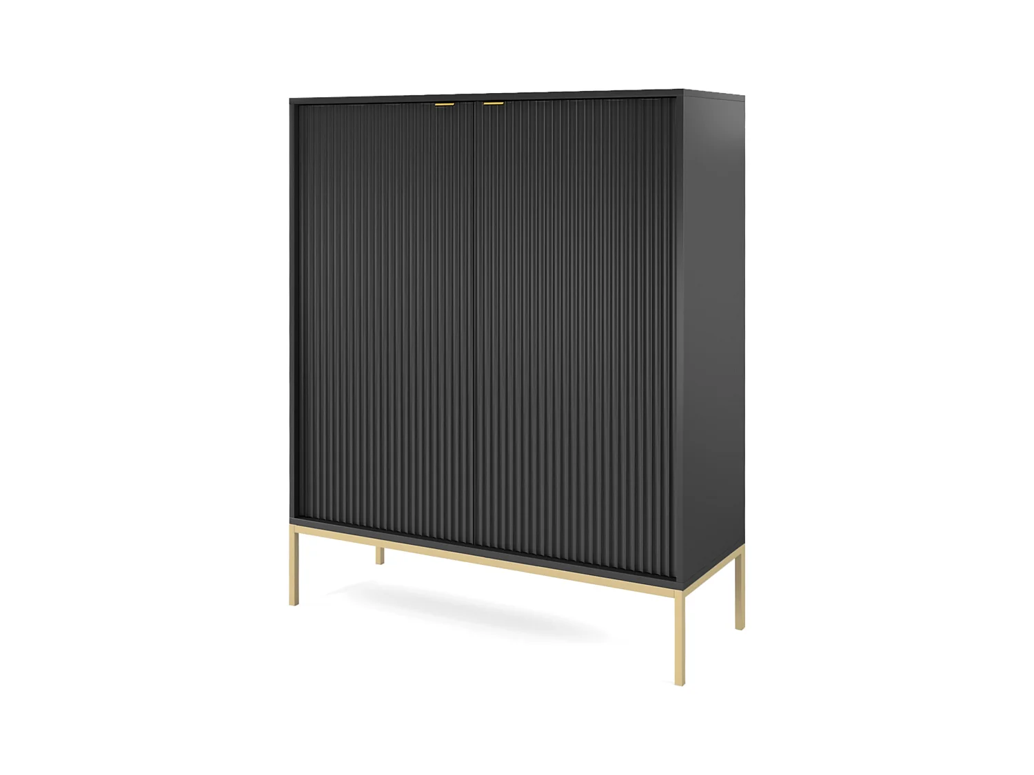Cômoda: 2 portas, preto, dourado, 104 x 125 x 39 cm, puxadores dourados
