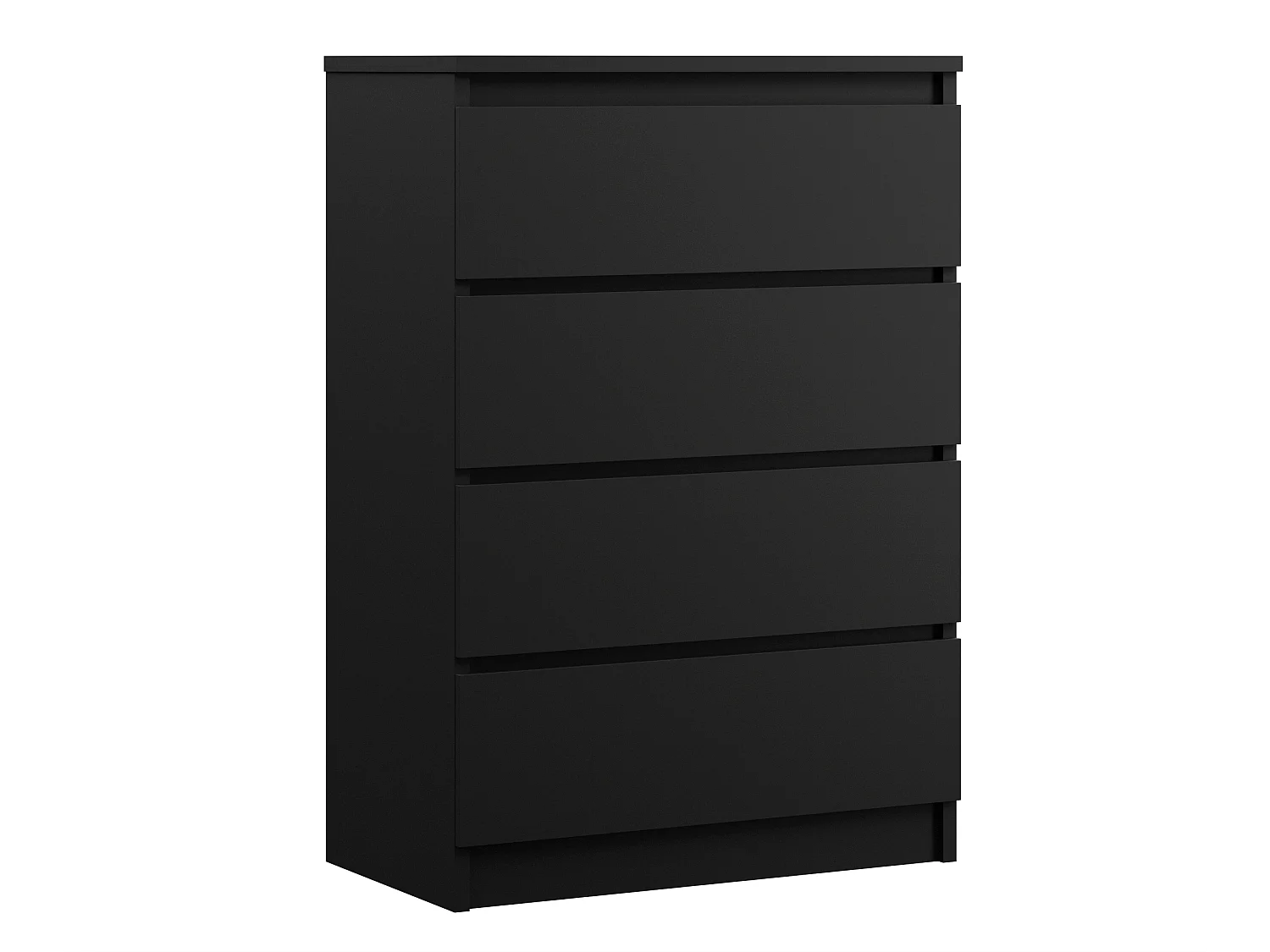 Kommode mit 4 Schubladen, Mattschwarz, 70 x 39 x 101 cm