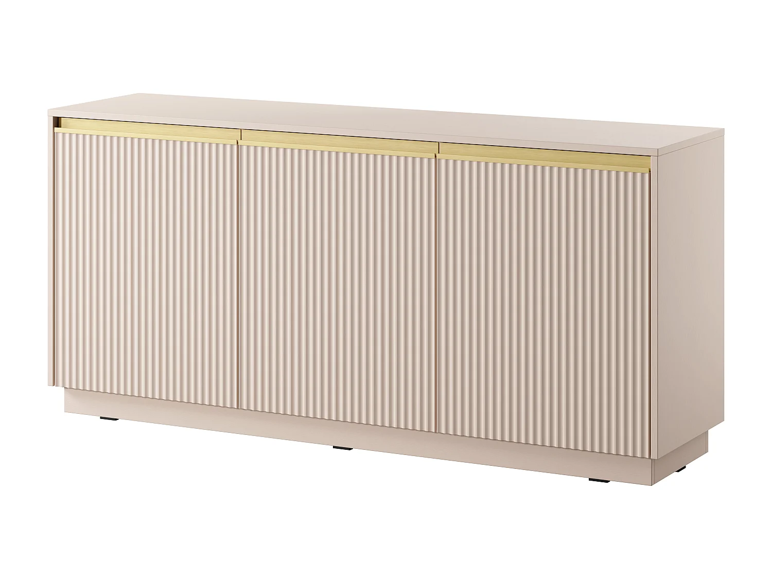 Commode : 3 portes, 6 étagères, Beige sable, 153,4 cm x 71,6 cm x 39 cm